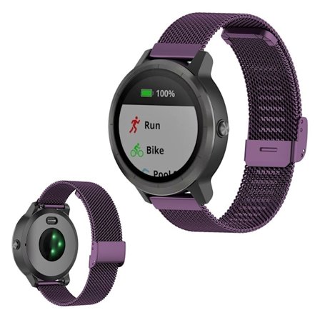 Garmin Vivoactive 3 / Venu / Vivomove 3 / Forerunner 245 / 645 värjäämätön teräsranneke - Violetti