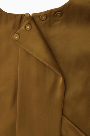 COS Women's Draped Cap-Sleeve Midi Dress in Brown