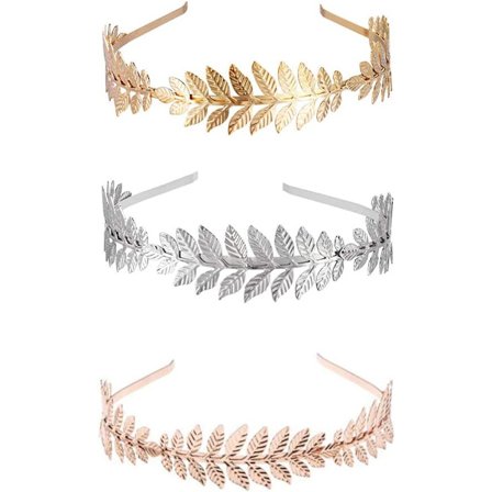 3 stk bryllupshårtilbehør, bladhodebånd, laurbærkrans, blad
