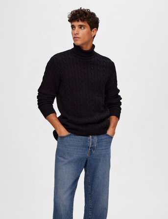 Selected Slhryan Structure Roll Neck - Black - L