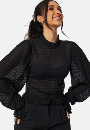 BUBBLEROOM Shania Smock Blouse Black Klær