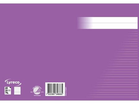 Skrivhäfte A5 linjerat 5+5+5+7mm lila - Lyreco - Skola och förskola - Förbrukning skola häften - Skrivhäften