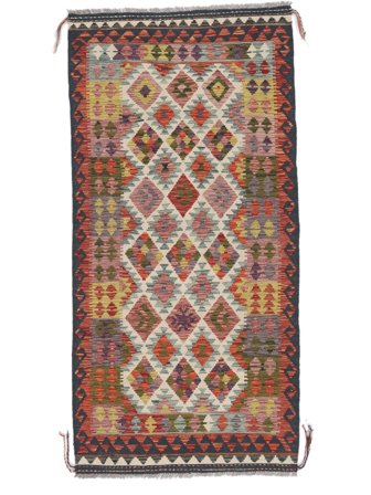 102X209 Tapete Oriental Kilim Afegão Old Style Vermelho Escuro/Castanho (Lã, Afeganistão)