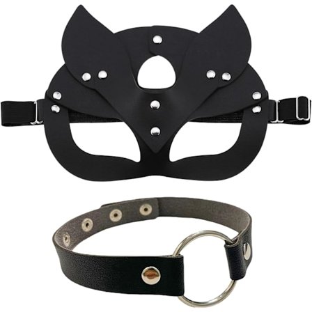 2ST lær kattemaske - sexy øyemaske - cosplay kostyme