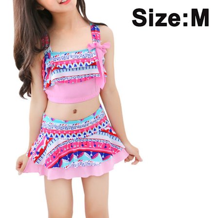 Tyttöjen kukallinen uimapuku, röyhelöinen kaksiosainen uimapuku, hameellinen uimapuku