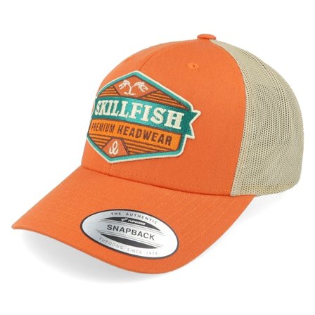 Skillfish - Terraflame Logo Retro 2-tone Rustic Orange/Khaki Trucker Trucker Orange Cap - @ Hatstore