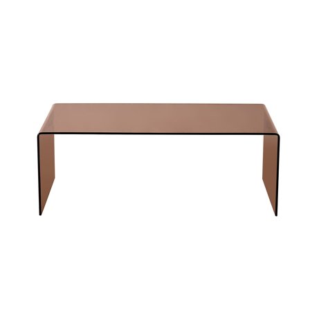 Clear Couchtisch, Glas in Braun, moderner minimalistischer Beistelltisch aus gebogenem Glas, elegantes Design für das Wohnzimmer, 40cm