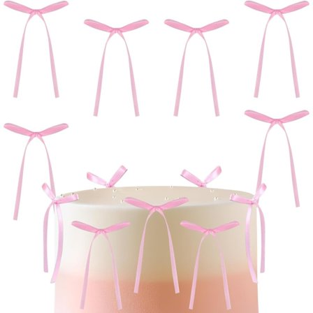 30 stk. Sløjfer Kagepynt, Sløjfe Dekorationer til Fødselsdag Bryllupsdag Shower Kagedekorationer (lyserød)