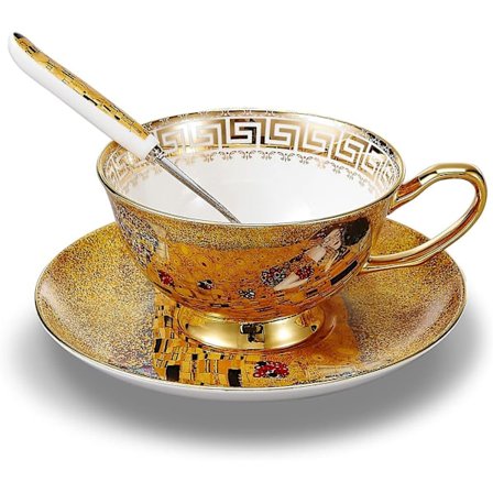 Koppar & Fatbricka Set med Skedar, Sovande Skönhet Mönstrad Benporslin 3-delad Set Keramik Te & Kaffe Koppar Porslin Blommig Ceremic Muggar