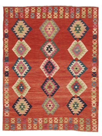 Kelim Afghan Old Style Vloerkleed 260X333 Donkerrood/Bruin Groot Wol, Afghanistan