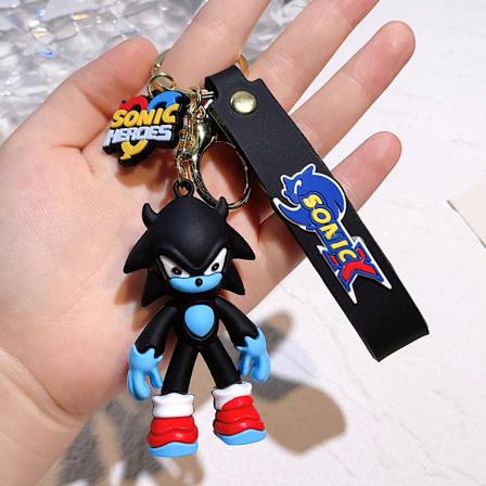 Sonic 3D-avainperä miehille ja naisille - söpö lompakko, reppu, laukku ja auton riipuskoriste Black