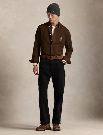 Polo Ralph Lauren Custom Fit Polo Bear Oxford Shirt - Brown - S