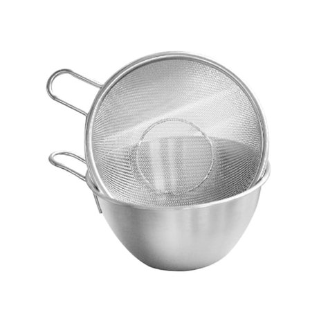 Ruostumattomasta teräksestä valmistettu valutusastia, metallinen lävikkö salaattikulhosetti, keittiön metallinen lävikkösiivilä, riisinpesukulho