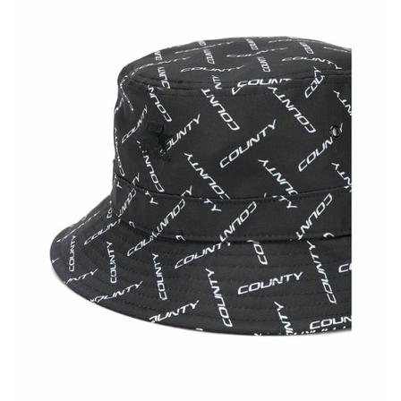 Marcelo Burlon, Allover County Logo Bucket Hat Zwart, Heren, Maat:ONE Size