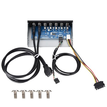 USB3.0 optisk enhet frontpanel 5,25 tum 7 port HUB 19PIN till 2 port U3+4 port U2 snabbladdning