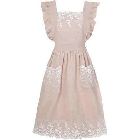 Vintage forklæder til kvinder med lommer Sødt blondeflæse justerbart forklæde til madlavning Køkken Bagning Havearbejde