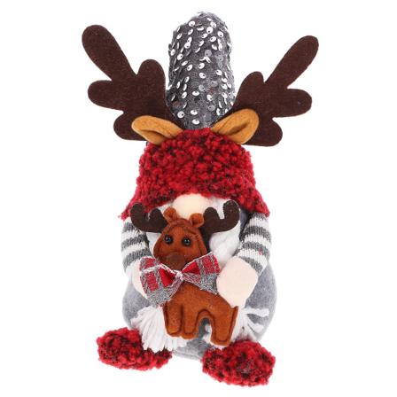 Julegnom plysj spiss paljett hatt sittende nisse dukke dekorasjon (28.00X12.00X11.00CM, 1)