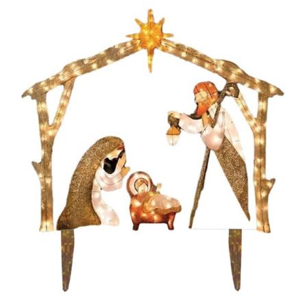 Holy Family Statue Julekrybbesett Religiøs figur Akrylpynt Gaver Hjemmeinnredning Akrylmateriale