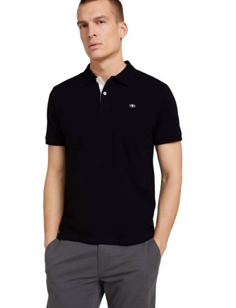 Tom Tailor Basic Polo With Contrast - Black - S
