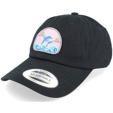 Abducted - Negro unconstructed Gorra - Dolphin On Waves Patch Black Dad Cap @ Hatstore