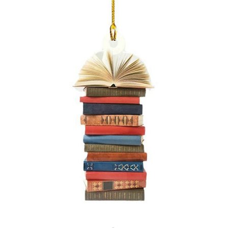 Julgranspynt med staplade böcker - Läsande bok - Hängande dekoration