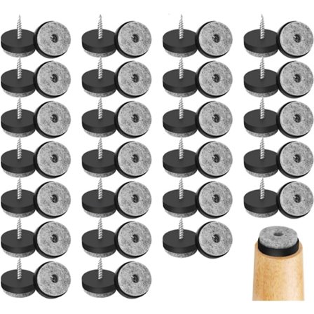 50 Filtglidere med Skruer - Gulvbeskytter 20mm - Sort - Forebygger Gulvridser