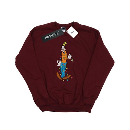 Disney Dam/Kvinnor Goofy Julbelysning Sweatshirt S Burgun