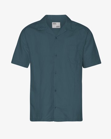 Linen Short Sleeved Shirt - Petrol Blue S