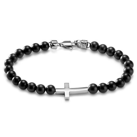 Unity | Bracelet La croix en onyx pour hommes - Bracelets de perles