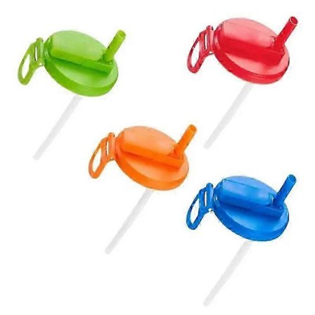 4-pakning 4-fargers brusboks lokk med sugerør, silikonsugerør, brusboksdeksel, gjenbrukbare for bokser