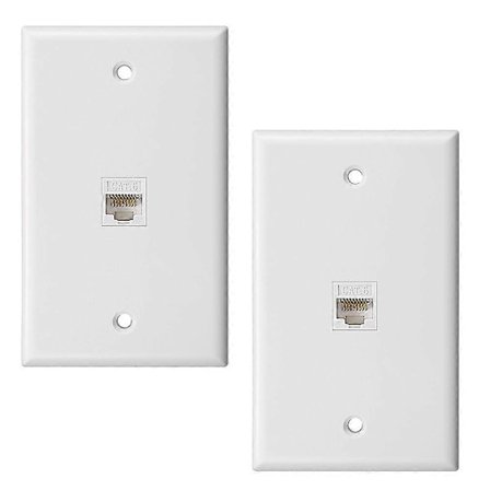 2-pack 1-ports Ethernet väggplatta, väggplatta med RJ45 hona till hona inline-koppling