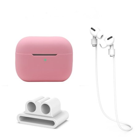 Silikoneskal med høretelefonrem og holder til AirPods Pro 2 - Rosa