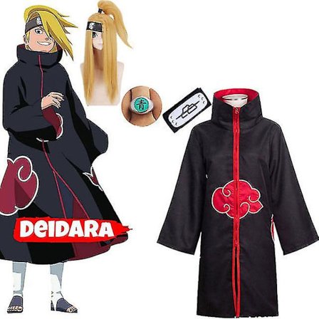 Deidara Full Set Cosplay Kostym White Clay Bird Tongue Tattoo Peruk Halloween Kostym För Barn Vuxna Barn Semesterpresent Tack!!