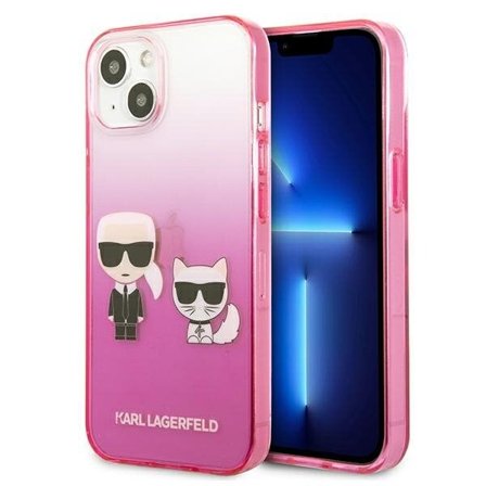 Karl Lagerfeld Gradient Ikonik Karl&Choupette-etui til iPhone 13 mini - Rosa