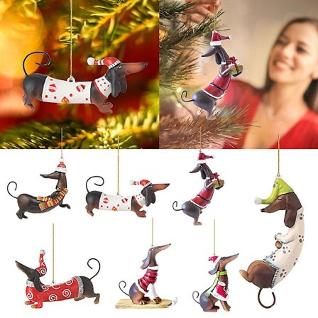 Dachs Dachshund Juletrær Ornamenter anheng Henger Hjem Xmas Dekorasjoner (FMY)
