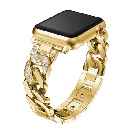 Damarmband för Apple Watch Band Series 9 8 7 6 SE 5 4 Diamond Cowboy Chain Strap Ultra 2 49mm 41mm 45mm 40mm 44mm metallbälte Gold 42mm or 44mm or 