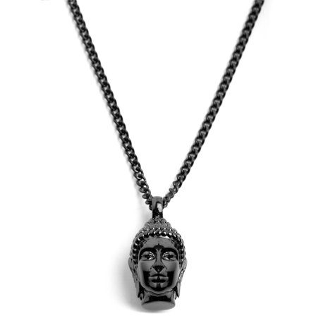 Collier "Le Bouddha" en acier noir pour hommes - Chaînes en acier