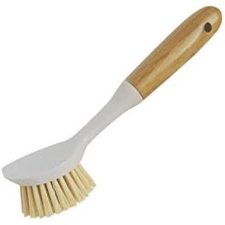 Suitable for Various Cleaning Tasks Bamboo Handle Dish Brush, Non-Scratch Bristles Kitchen Cleaning Tools, Odorless Built-in Scraper