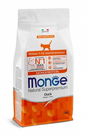 Monge Natural Superpremium Kitten Monoprotein Cibo Secco Anatra