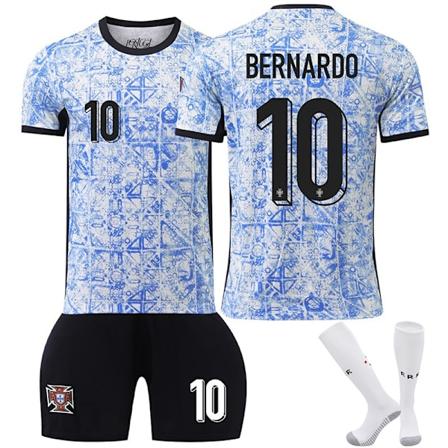 UEFA Euro 2024 Portugal Bortalag Barn Fotbollströja Med Strumpor No.10 BERNARDO 26
