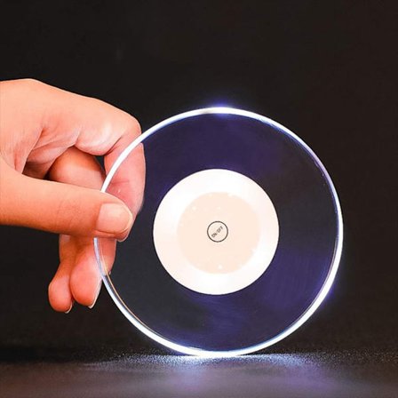 Transparent självlysande glasunderlägg Rund LED-koppmatta Dricksglas Lysande matta