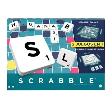 Bordspil Scrabble 2 i 1 - Mattel Games - Spansk version - 35,5x35,5 cm - Familieudgave - 4 spillere