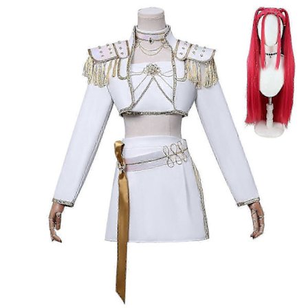 K-Pop Demon Hunters Mira Valkoinen Cosplay Pukusetti - Halloween-juhlapuku naisille, lapsille Mira peruukilla 150cm