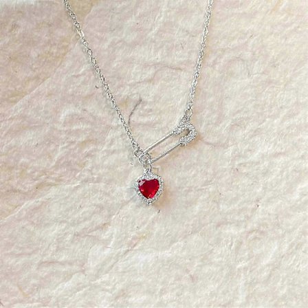 Sikkerhedsnål Halskæde Trendy Hjertevedhæng Halskæde Hjertesmykke Perfekt til Unge Par eller Nære Venner SZRH A-C Kvalitetsgave