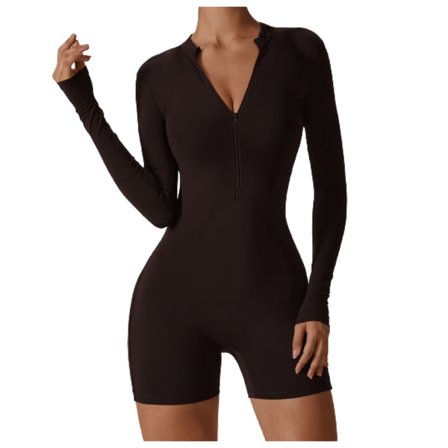 Långärmad dam med dragkedja One Piece Shorts