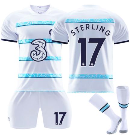 Chelsea F.C bortatröja 22-23 Kante fotbollströja för barn Sterling 17 With socks #28