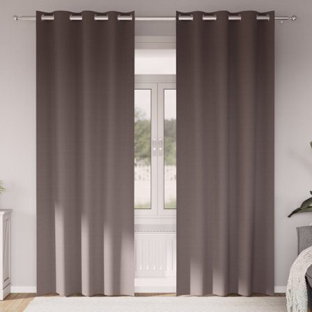 Mörkläggningsgardiner med Ringar 2 pcs Mörkbrun 245 x 140 cm