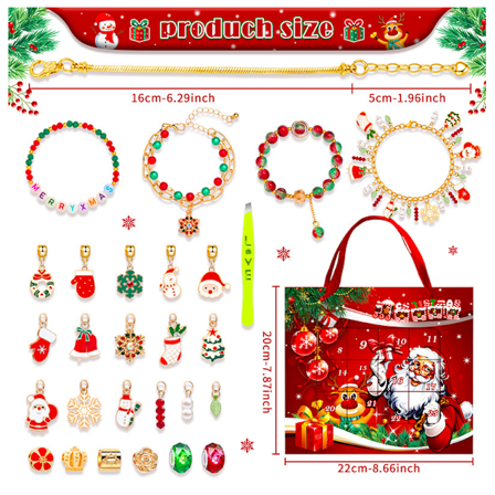 Julegave kreativ blindboks armbånd DIY 24-dagers nedtelling adventkalender farge: M-18