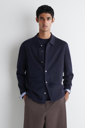 COS Men's Camicia In Lana Merino in Blu