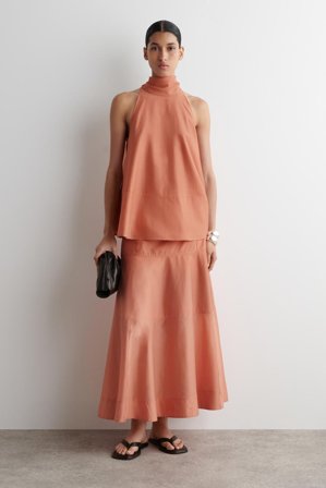 COS Women's Fluid Halterneck Top in Orange